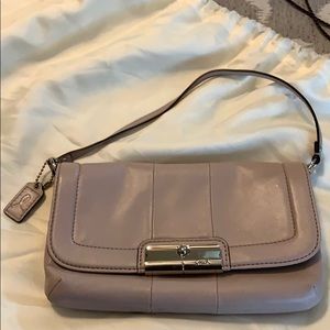 Coach leather evening bag with silver hardware